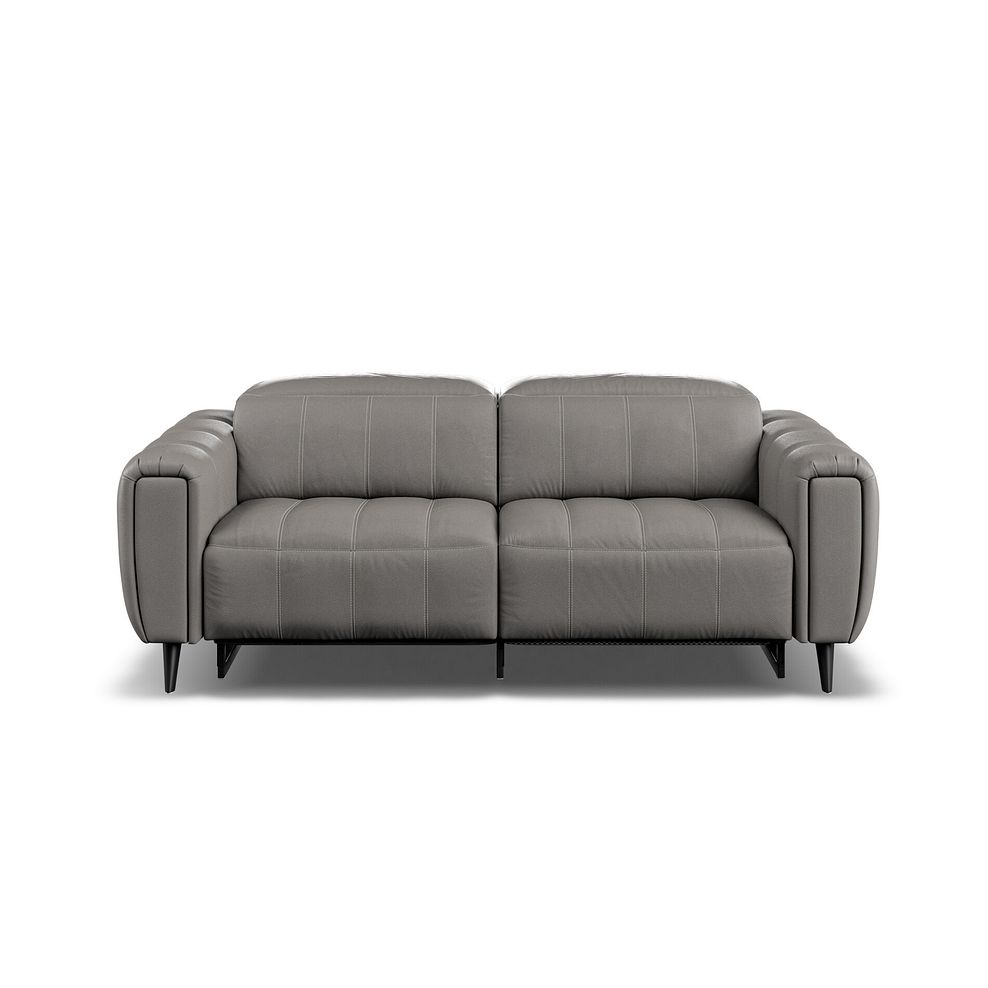 Amalfi 3 Seater Recliner Sofa With Power Headrest in Elephant Grey Leather 6