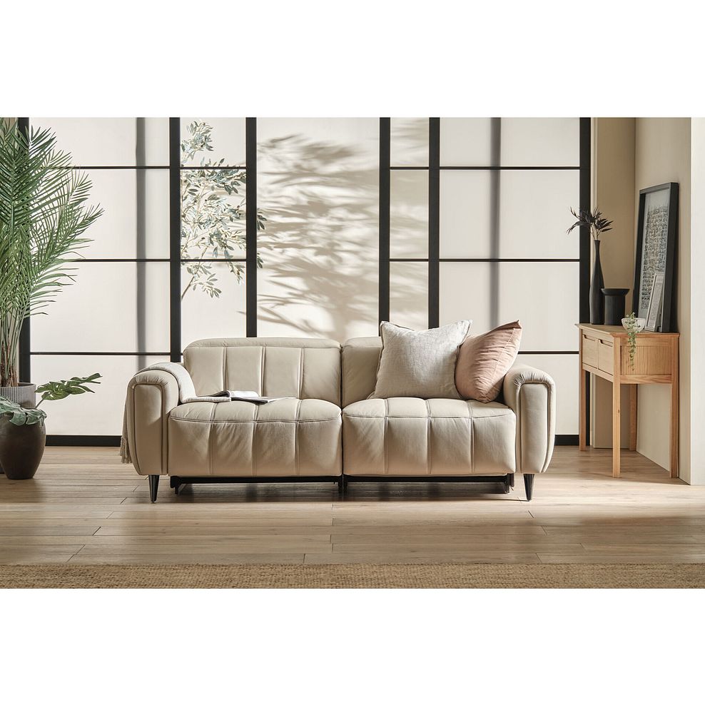 Amalfi 3 Seater Recliner Sofa With Power Headrest in Pebble Leather Thumbnail 2