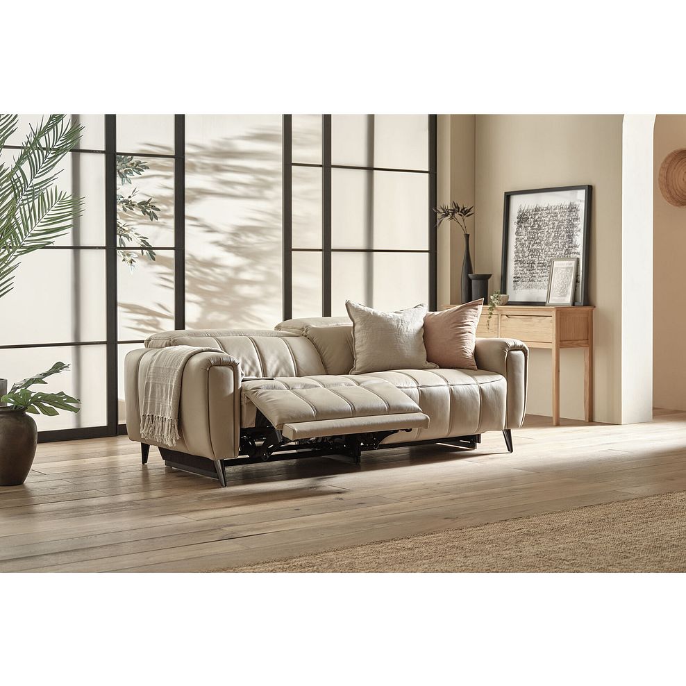 Amalfi 3 Seater Recliner Sofa With Power Headrest in Pebble Leather 3