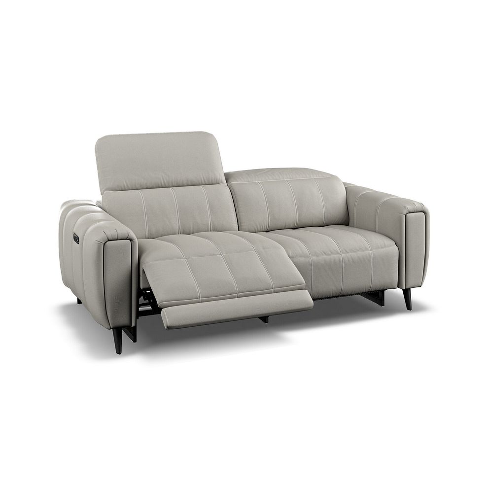 Amalfi 3 Seater Recliner Sofa With Power Headrest in Taupe Leather 3