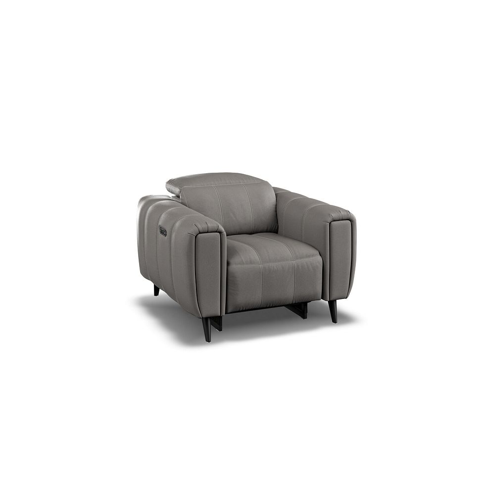 Amalfi Recliner Armchair With Power Headrest in Elephant Grey Leather