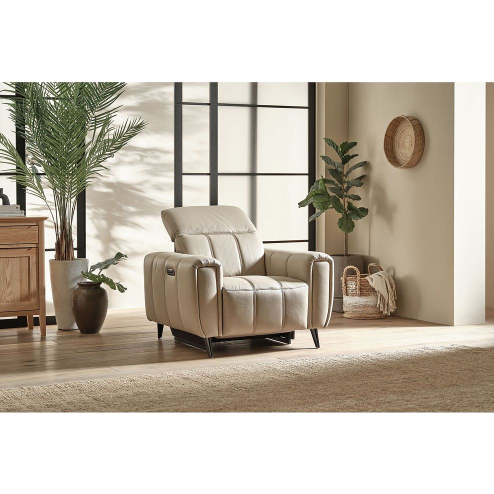 Amalfi Recliner Armchair With Power Headrest in Pebble Leather 1