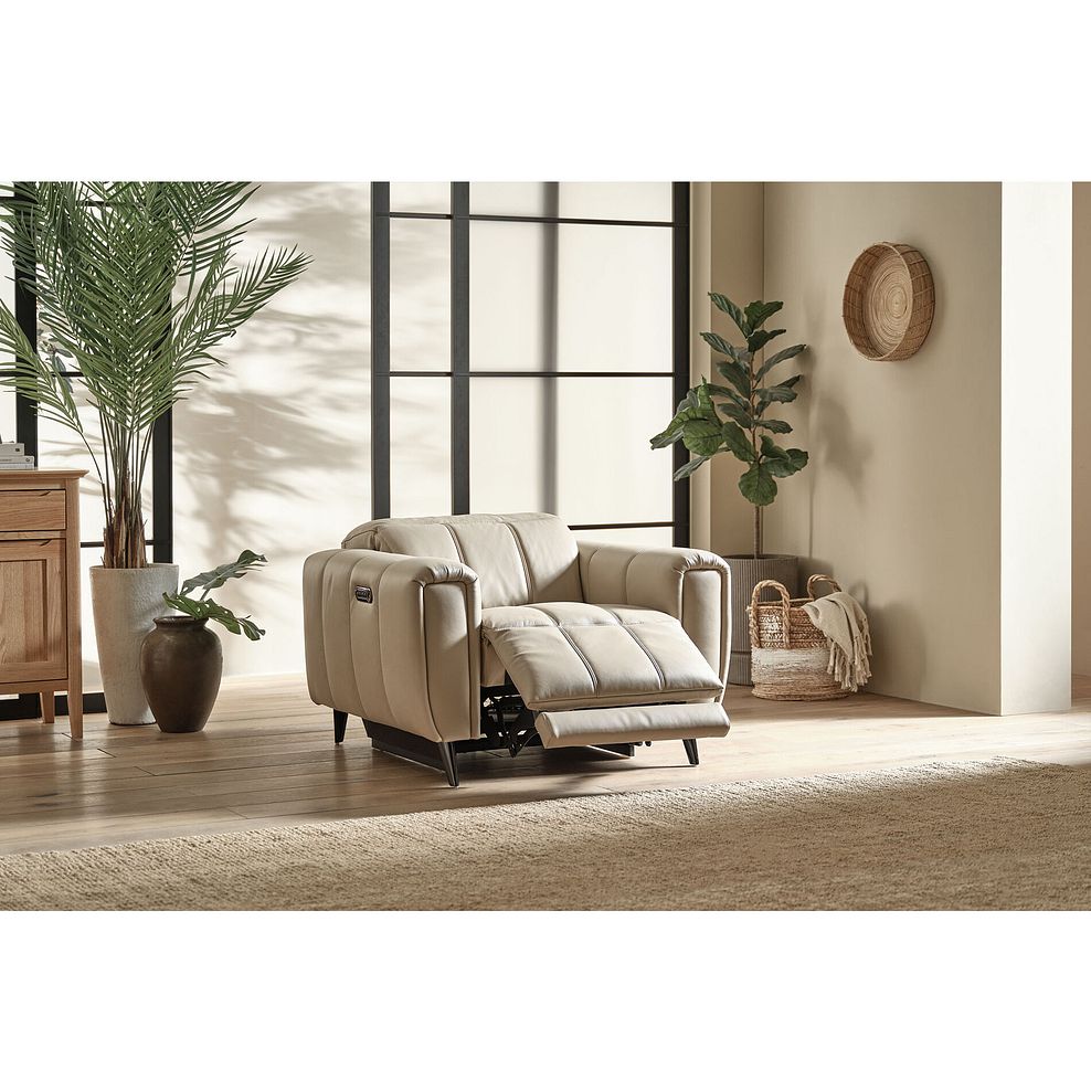 Amalfi Recliner Armchair With Power Headrest in Pebble Leather 3