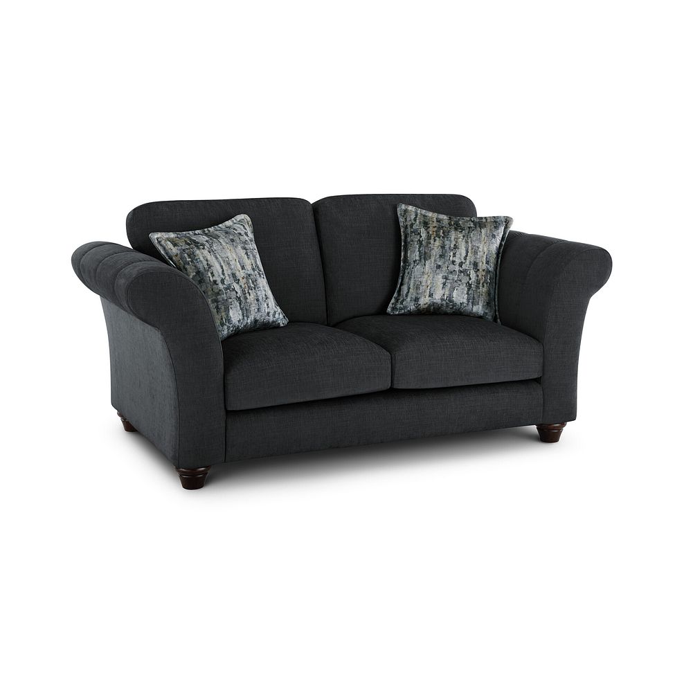 Amelie 2 Seater Sofa in Polar Anthracite Fabric with Antiqued Feet 1