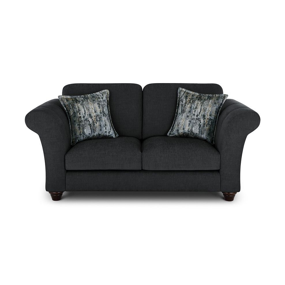 Amelie 2 Seater Sofa in Polar Anthracite Fabric with Antiqued Feet 2