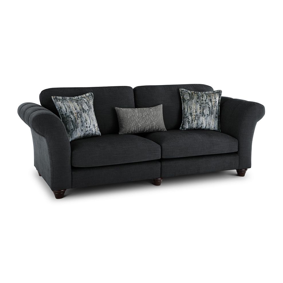 Amelie 4 Seater Sofa in Polar Anthracite Fabric with Antiqued Feet
