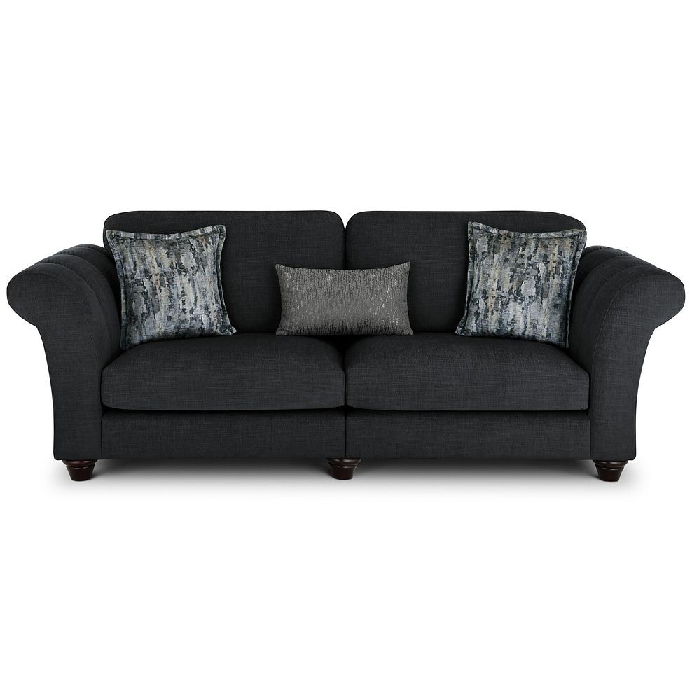 Amelie 4 Seater Sofa in Polar Anthracite Fabric with Antiqued Feet 2