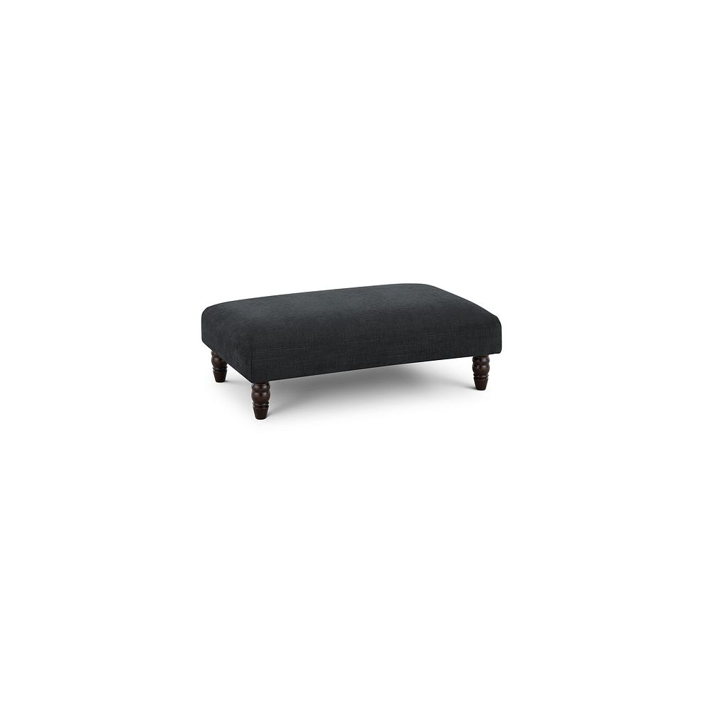 Amelie Footstool in Polar Anthracite Fabric with Antiqued Feet 1