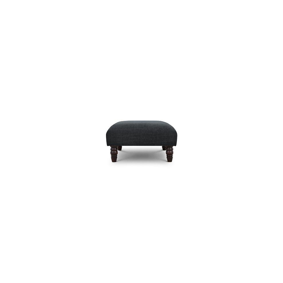 Amelie Footstool in Polar Anthracite Fabric with Antiqued Feet 3