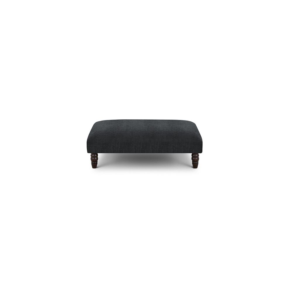 Amelie Footstool in Polar Anthracite Fabric with Antiqued Feet 2