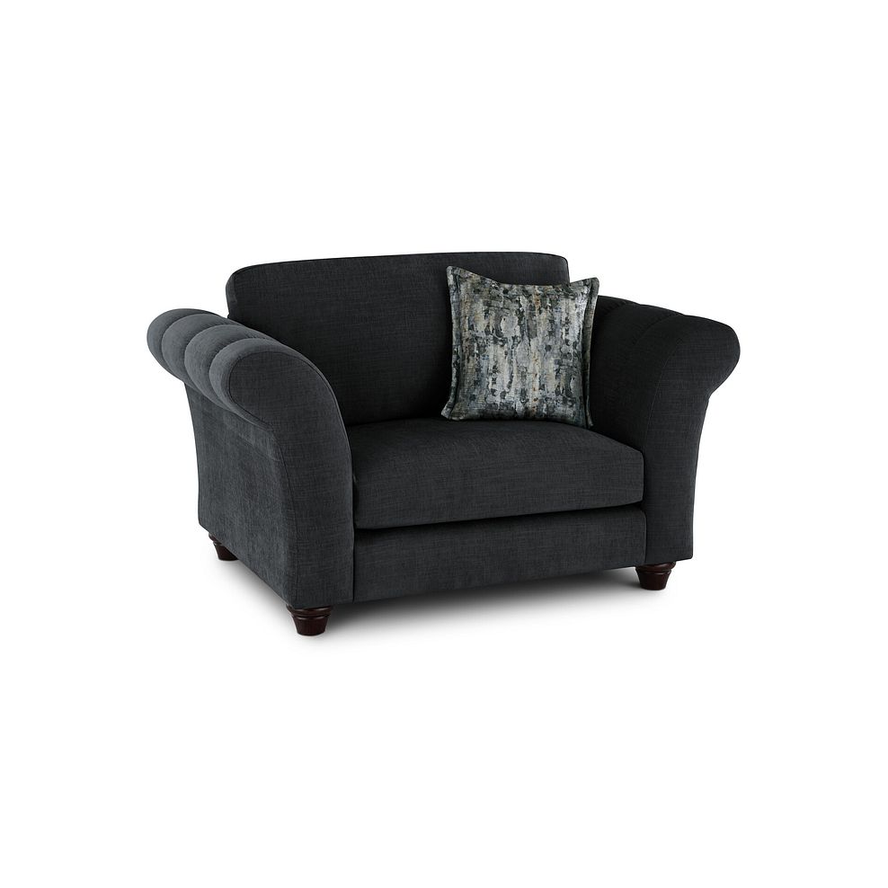 Amelie Loveseat in Polar Anthracite Fabric with Antiqued Feet 1