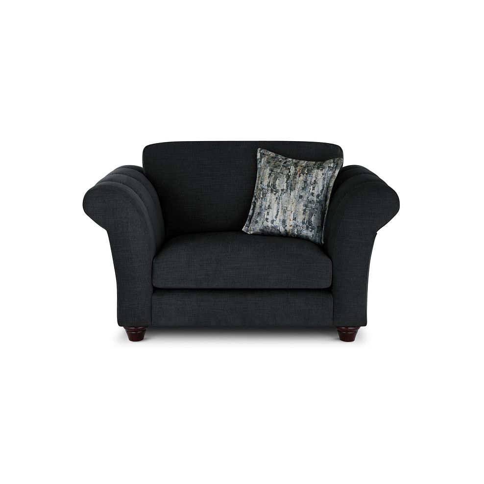 Amelie Loveseat in Polar Anthracite Fabric with Antiqued Feet 2