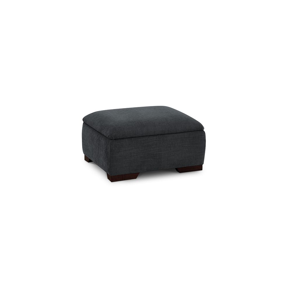Amelie Storage Footstool in Polar Anthracite Fabric with Antiqued Feet 1