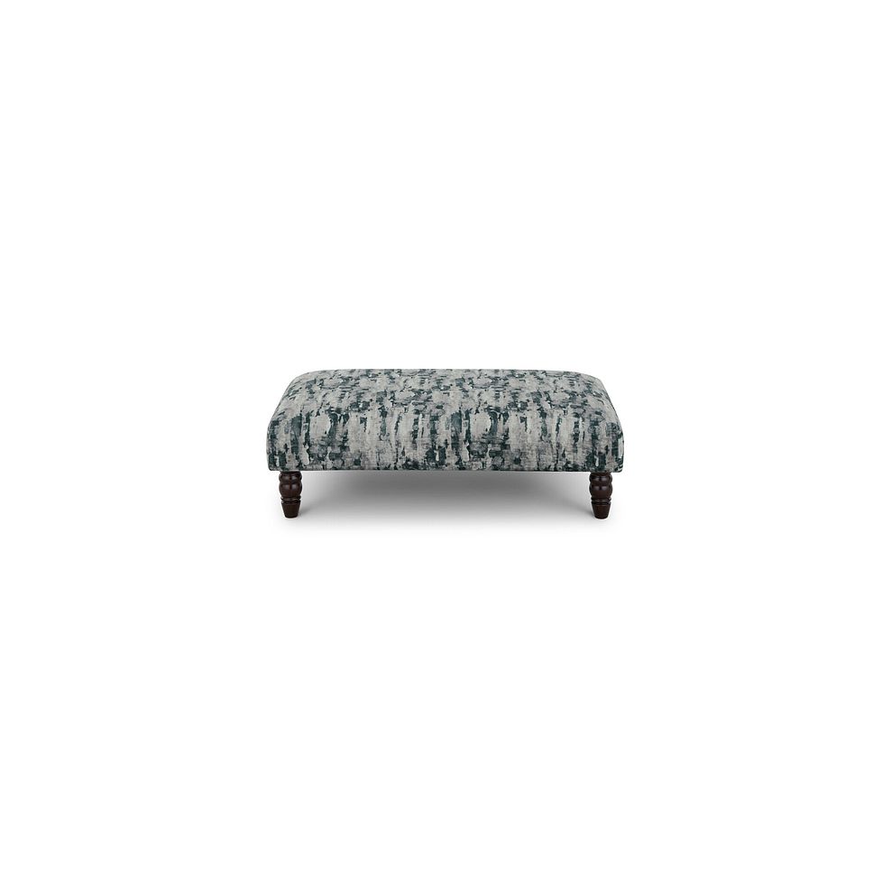 Amelie Footstool in Porter Charcoal Fabric with Antiqued Feet 2