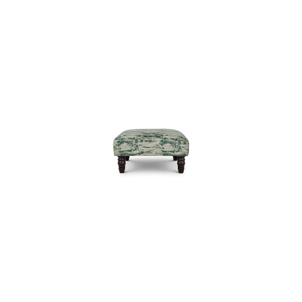 Amelie Footstool in Porter Forest Fabric with Antiqued Feet 3