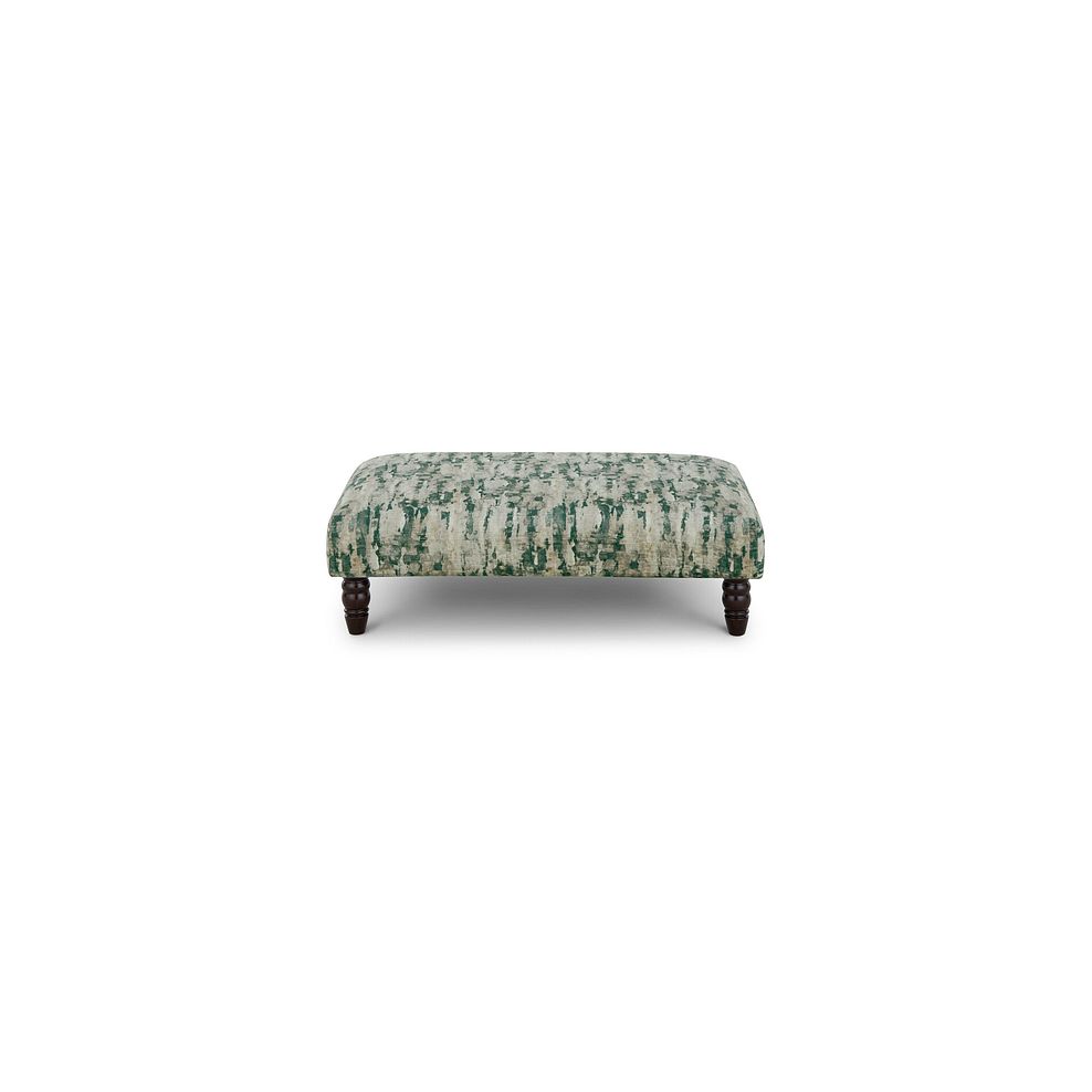 Amelie Footstool in Porter Forest Fabric with Antiqued Feet 2