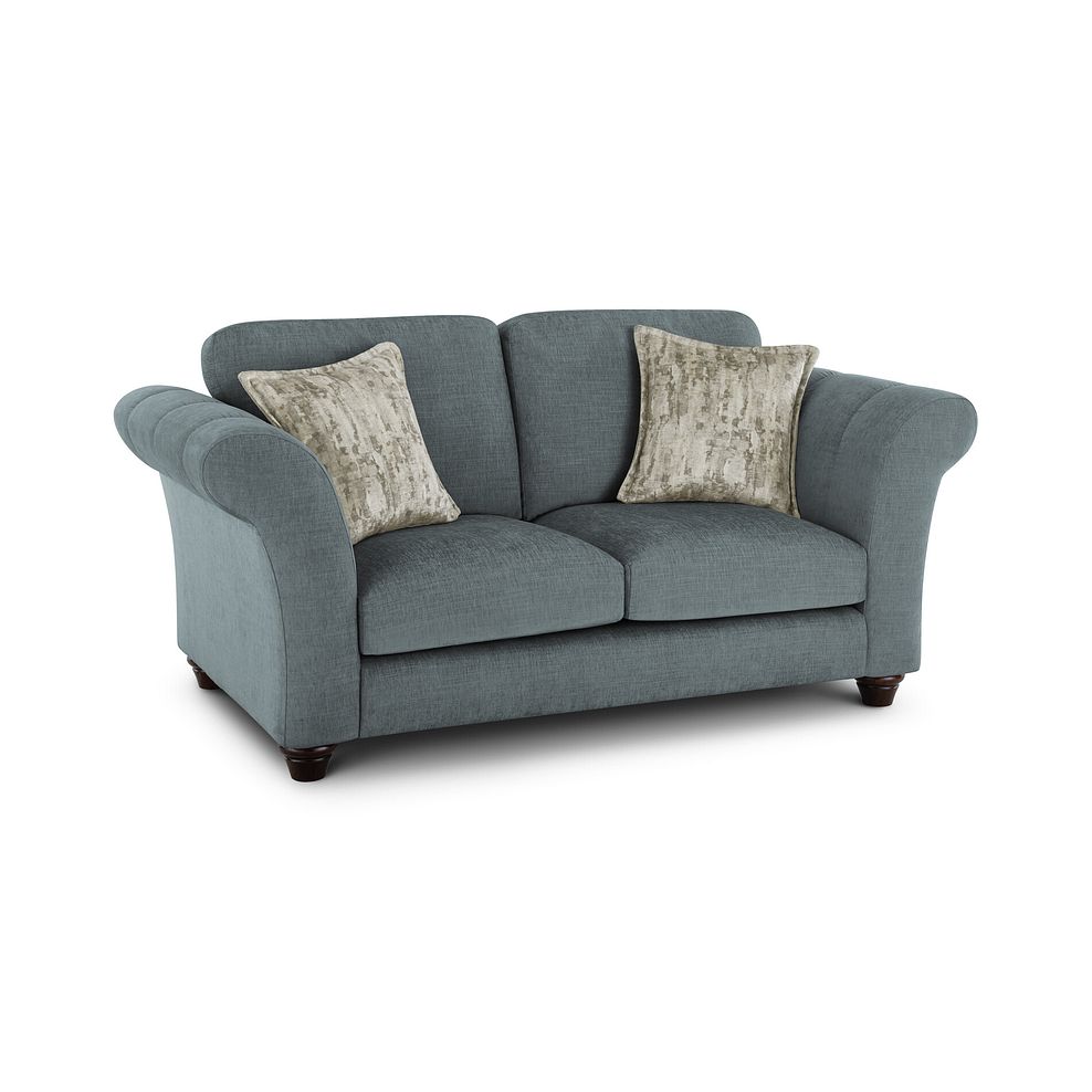 Amelie 2 Seater Sofa in Polar Grey Fabric with Antiqued Feet 1
