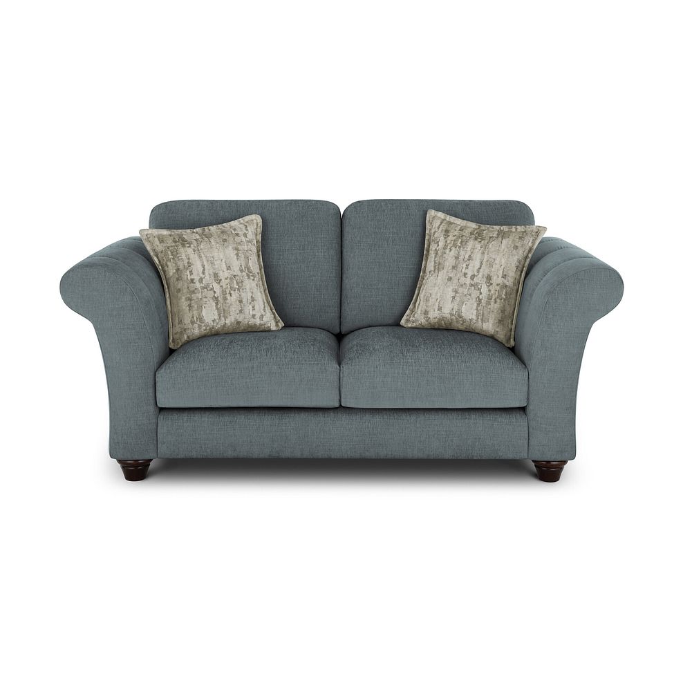Amelie 2 Seater Sofa in Polar Grey Fabric with Antiqued Feet 2