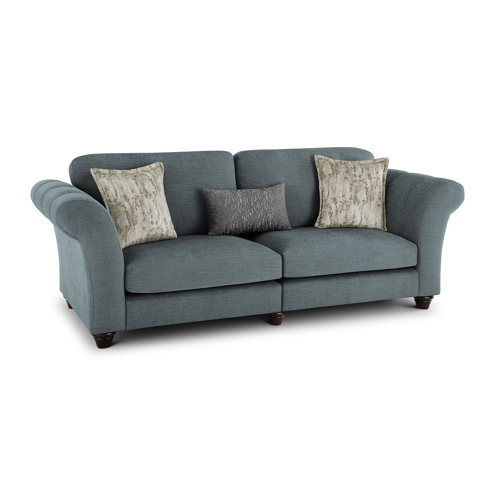 Amelie 4 Seater Sofa in Polar Grey Fabric with Antiqued Feet 1