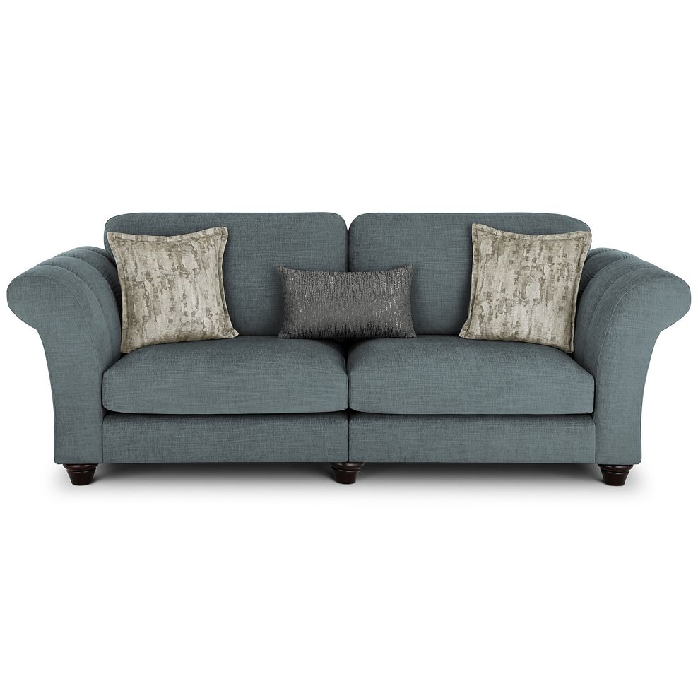 Amelie 4 Seater Sofa in Polar Grey Fabric with Antiqued Feet 2