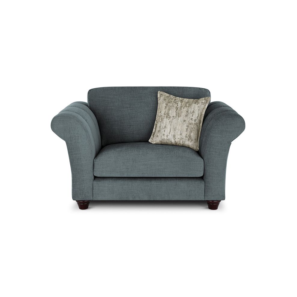 Amelie Loveseat in Polar Grey Fabric with Antiqued Feet 2