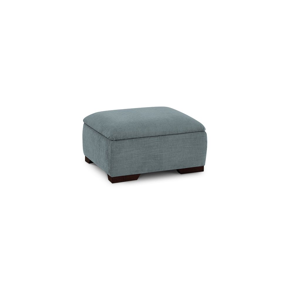 Amelie Storage Footstool in Polar Grey Fabric with Antiqued Feet 1