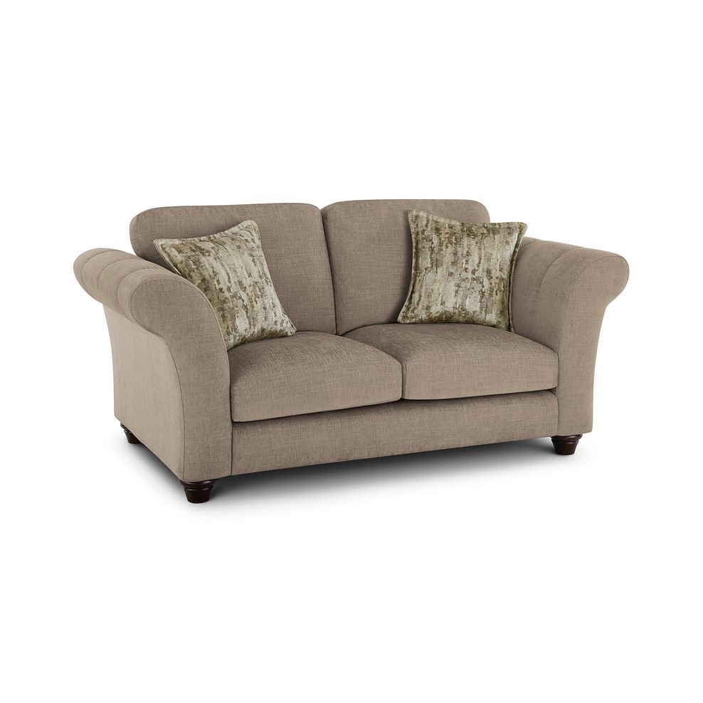 Amelie 2 Seater Sofa in Polar Mink Fabric with Antiqued Feet 1