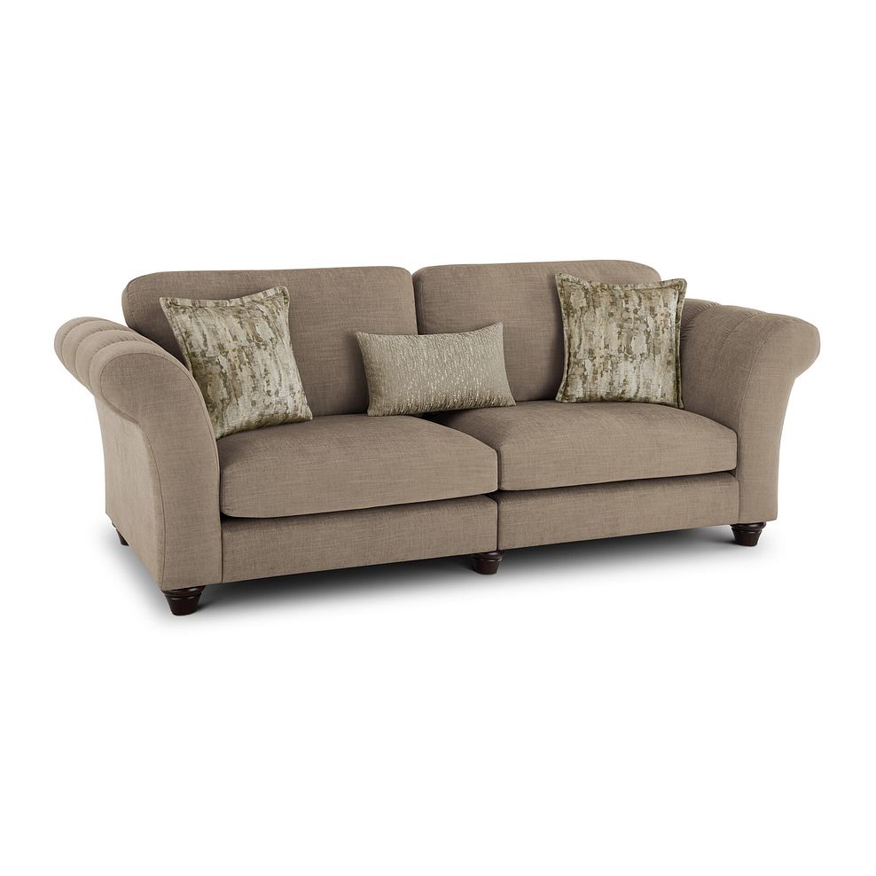 Amelie 4 Seater Sofa in Polar Mink Fabric with Antiqued Feet 1