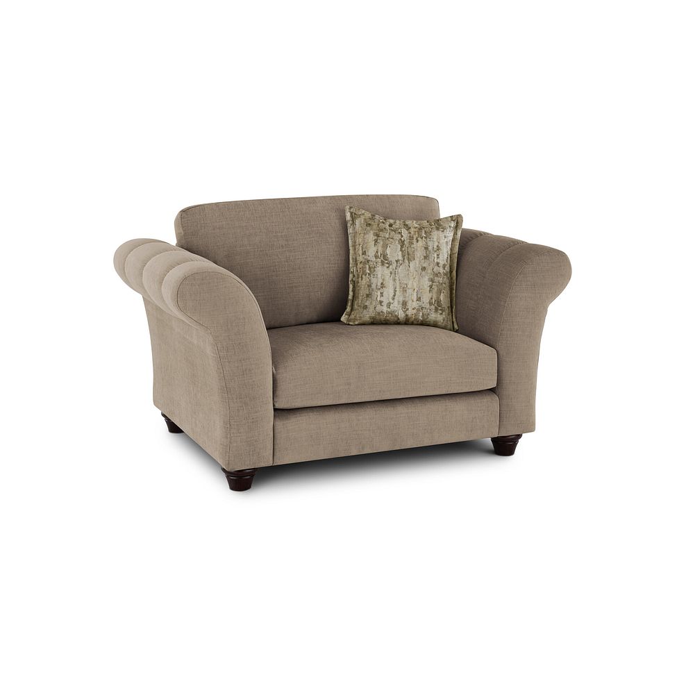 Amelie Loveseat in Polar Mink Fabric with Antiqued Feet 1