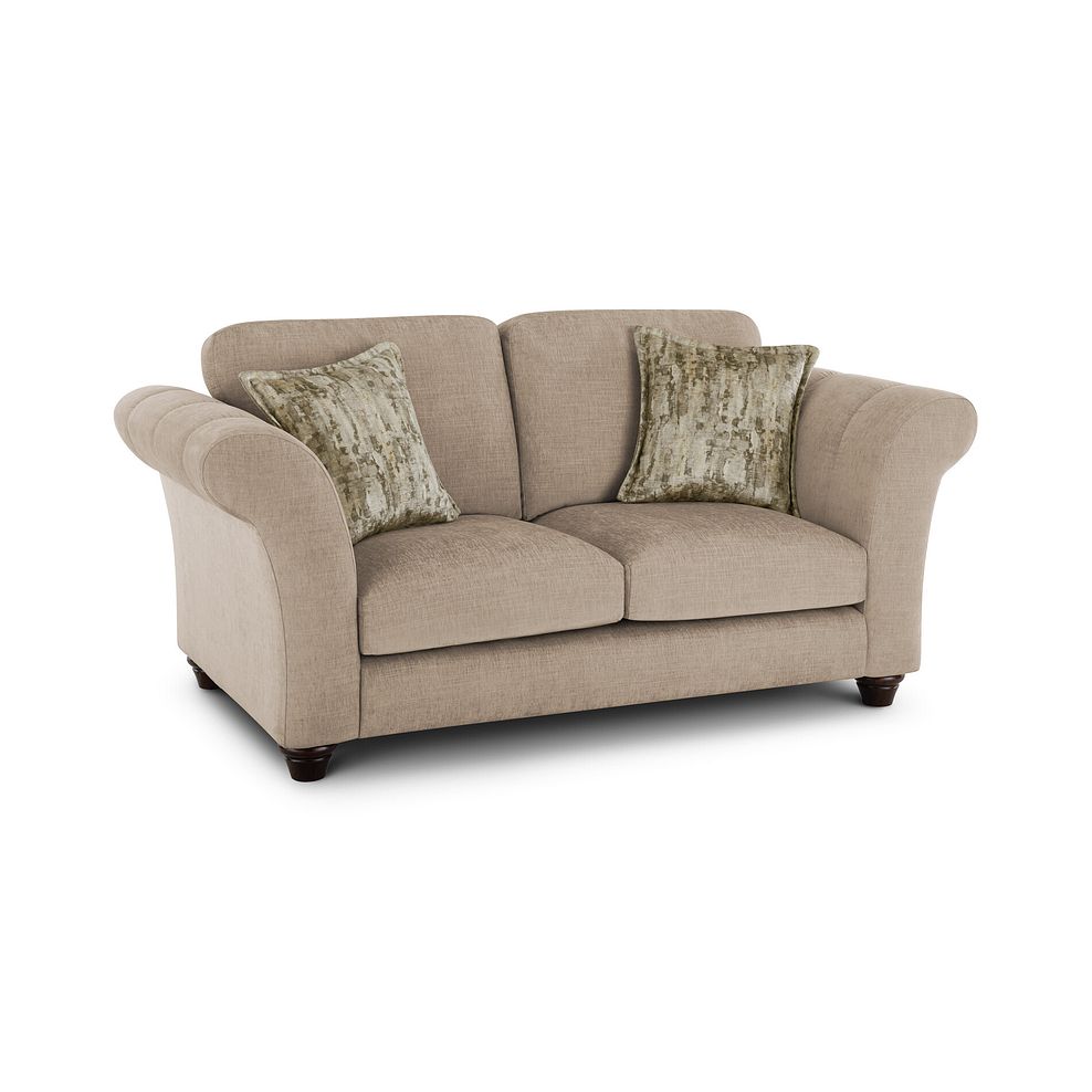 Amelie 2 Seater Sofa in Polar Natural Fabric with Antiqued Feet 1