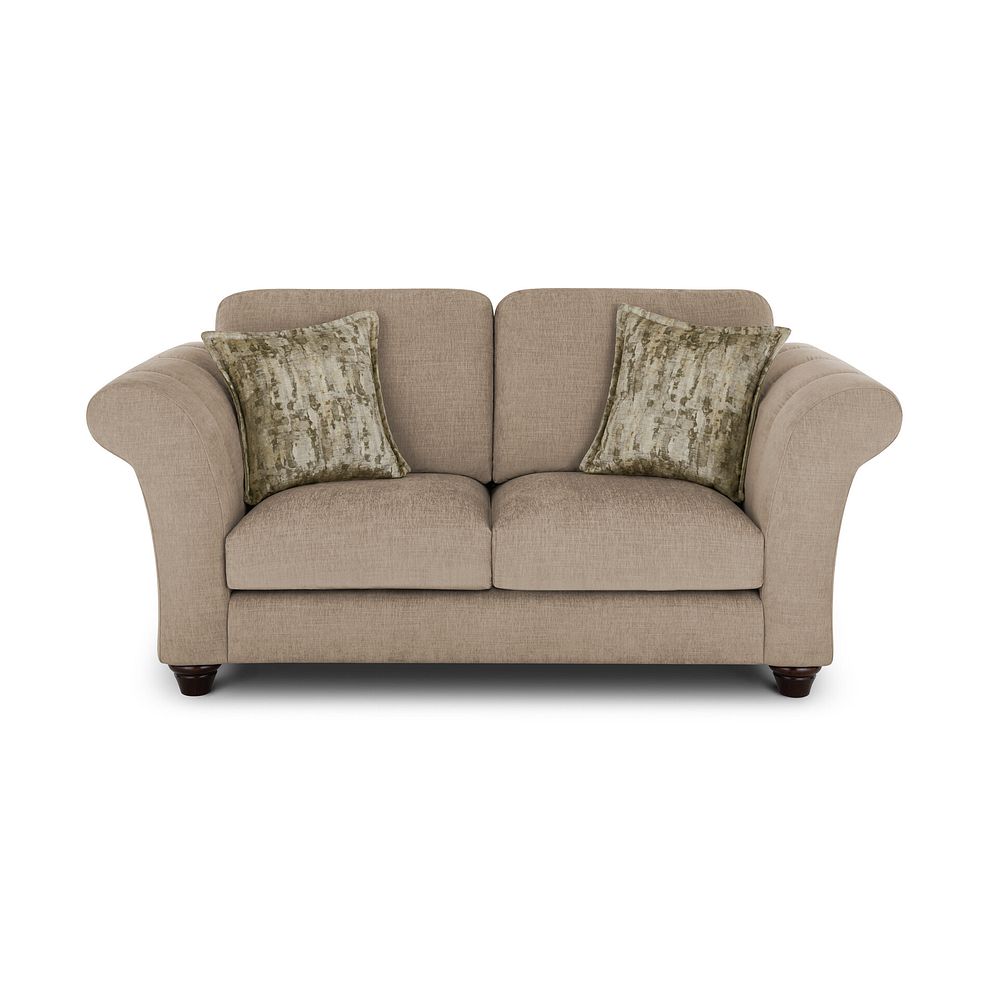 Amelie 2 Seater Sofa in Polar Natural Fabric with Antiqued Feet 2