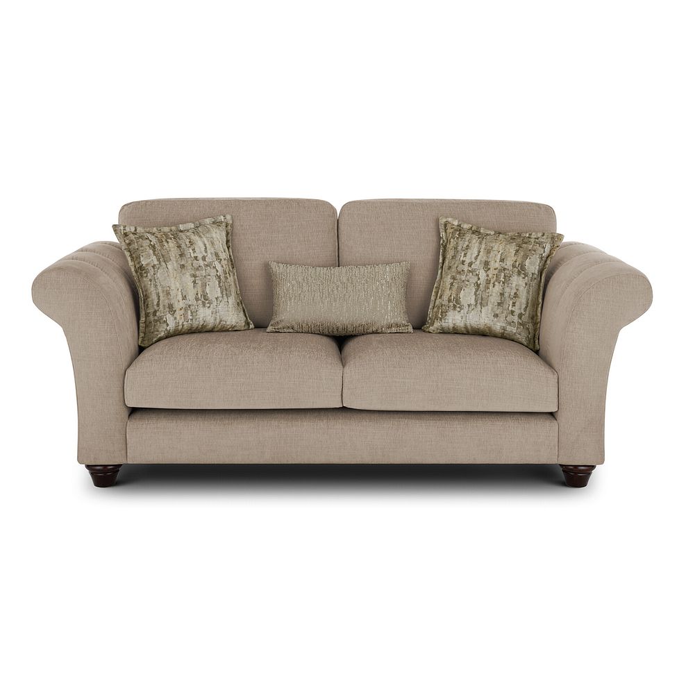 Amelie 3 Seater Sofa in Polar Natural Fabric with Antiqued Feet 2