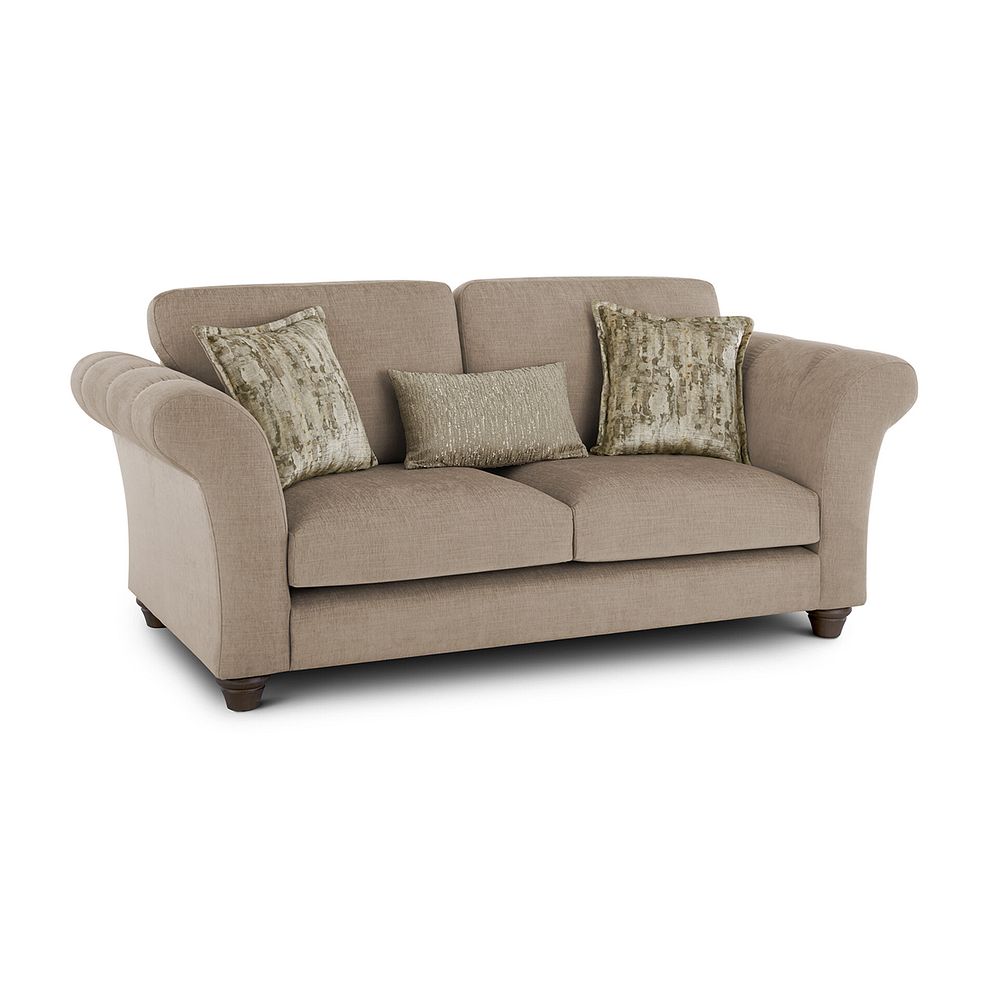 Amelie 3 Seater Sofa in Polar Natural Fabric with Grey Ash Feet 1