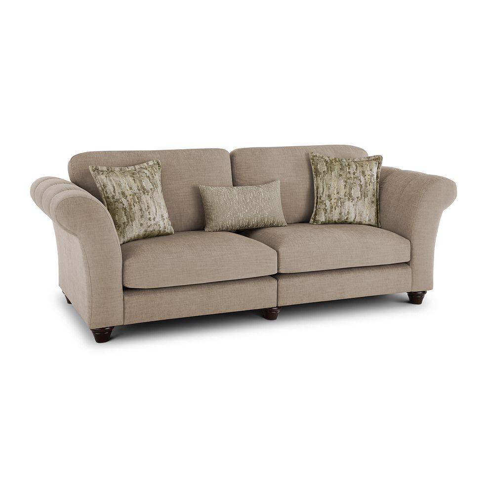 Amelie 4 Seater Sofa in Polar Natural Fabric with Antiqued Feet