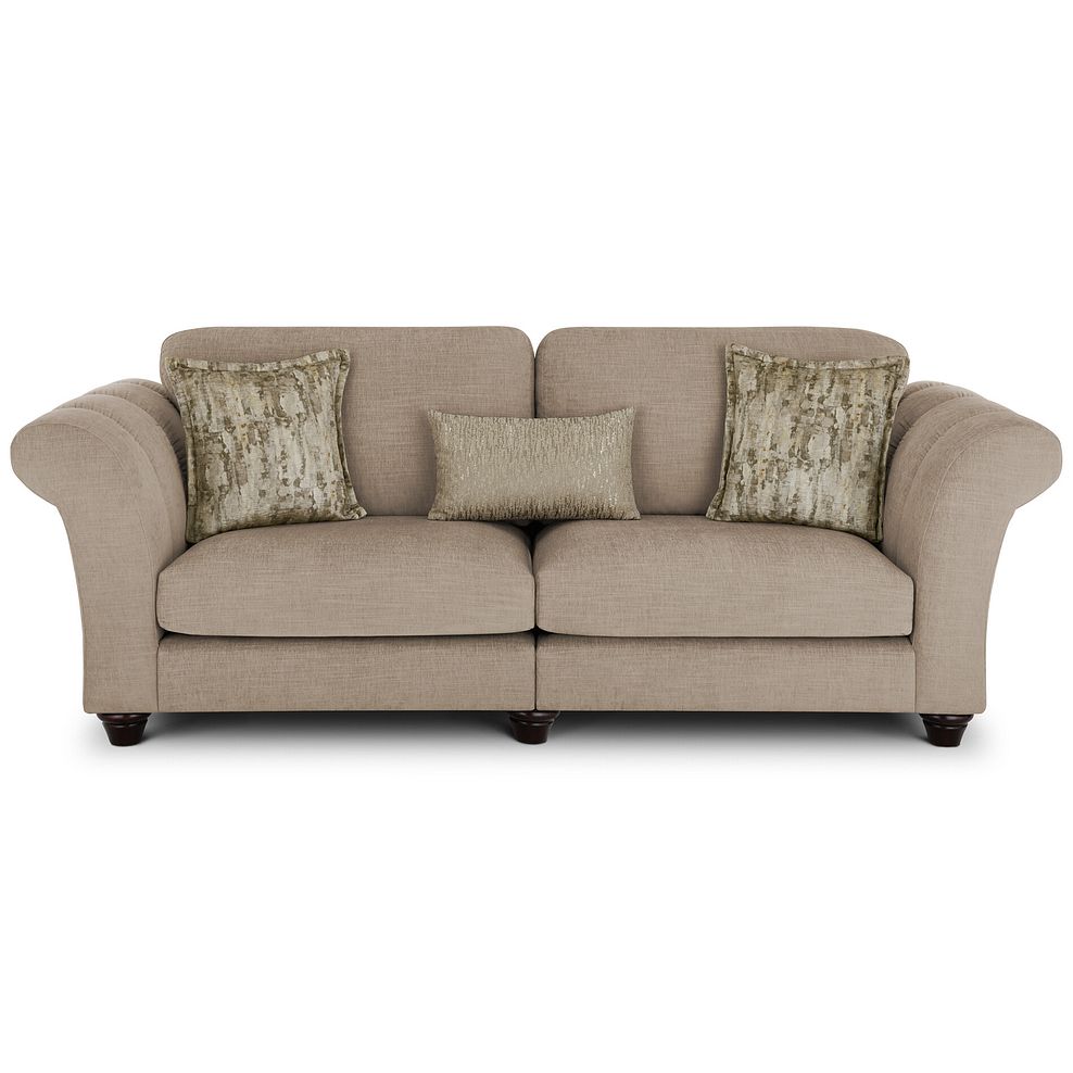 Amelie 4 Seater Sofa in Polar Natural Fabric with Antiqued Feet Thumbnail 2