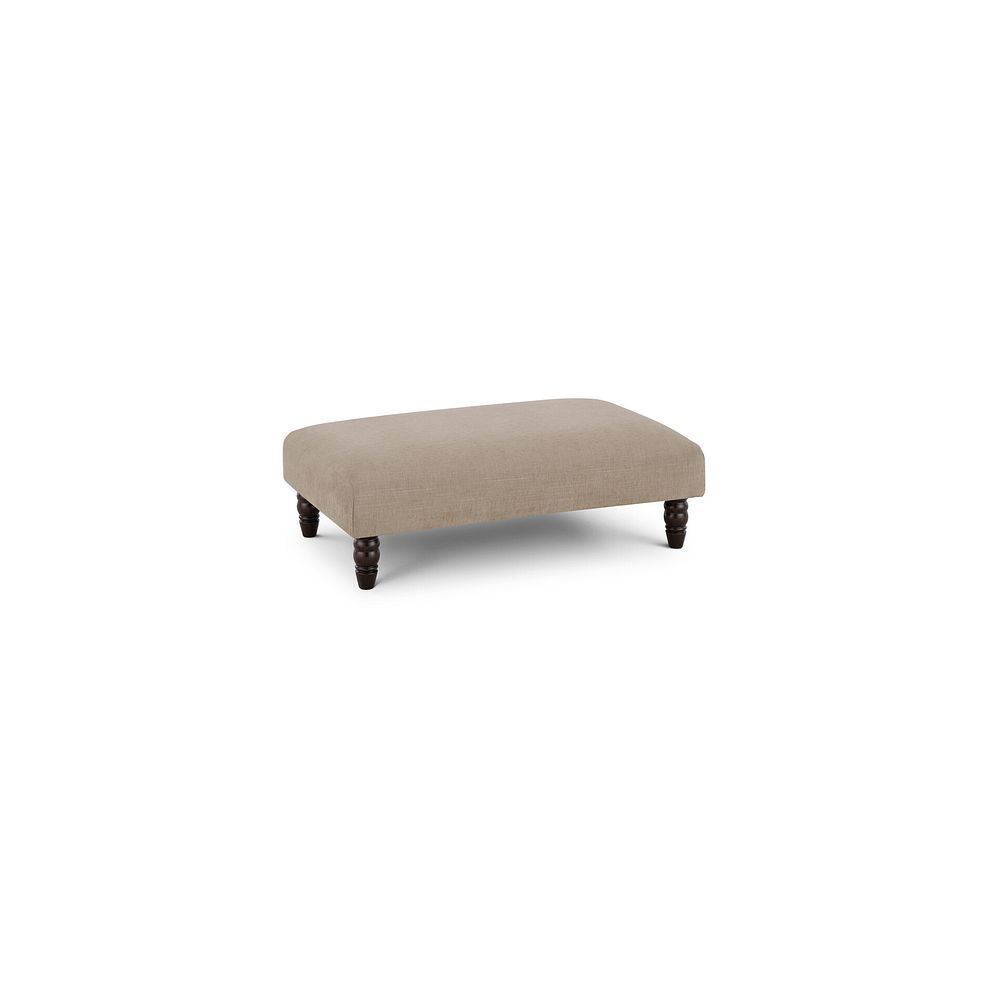 Amelie Footstool in Polar Natural Fabric with Antiqued Feet 1