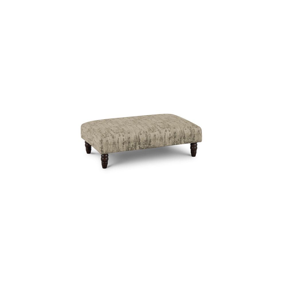 Amelie Footstool in Porter Natural Fabric with Antiqued Feet 1