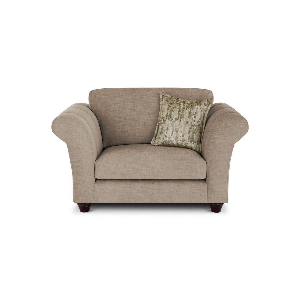 Amelie Loveseat in Polar Natural Fabric with Antiqued Feet 2