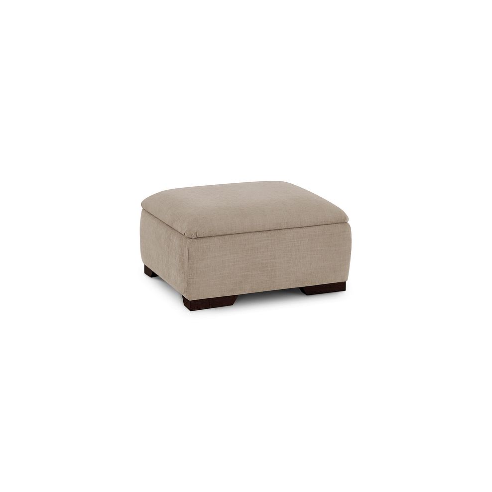 Amelie Storage Footstool in Polar Natural Fabric with Antiqued Feet 1