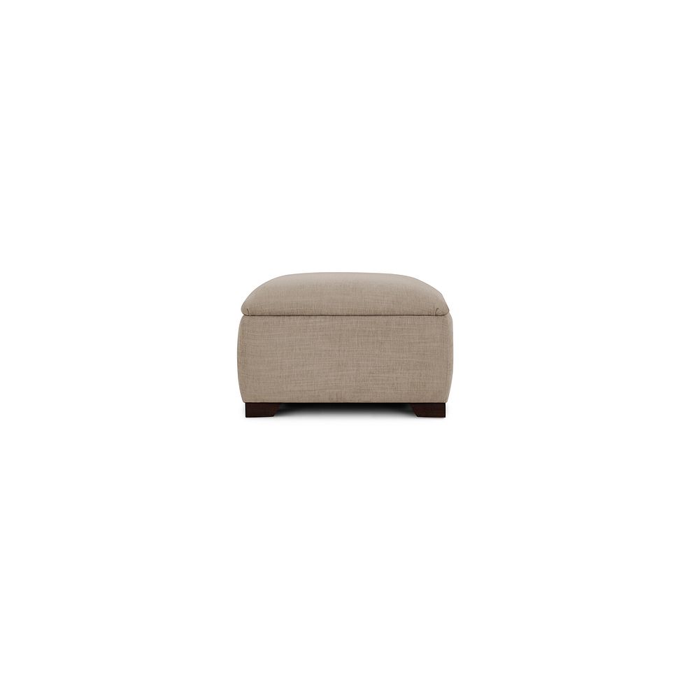 Amelie Storage Footstool in Polar Natural Fabric with Antiqued Feet 3