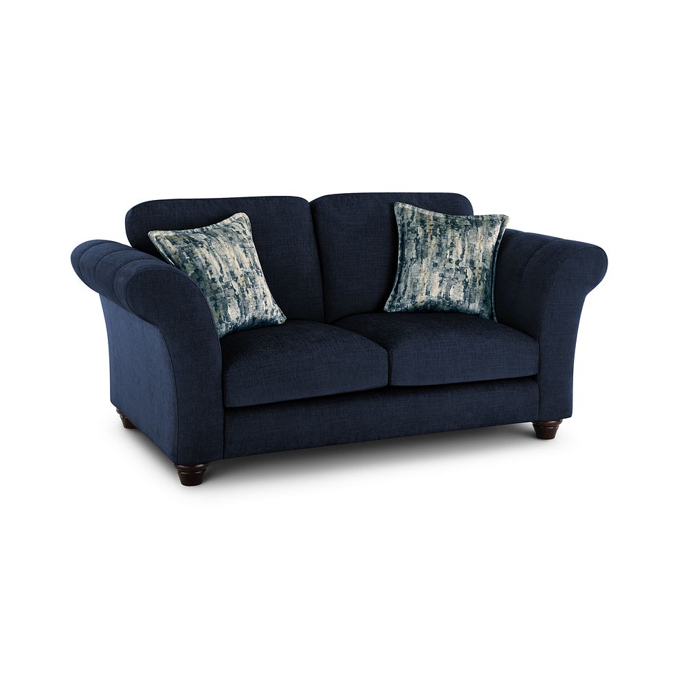 Amelie 2 Seater Sofa in Polar Navy Fabric with Antiqued Feet 1