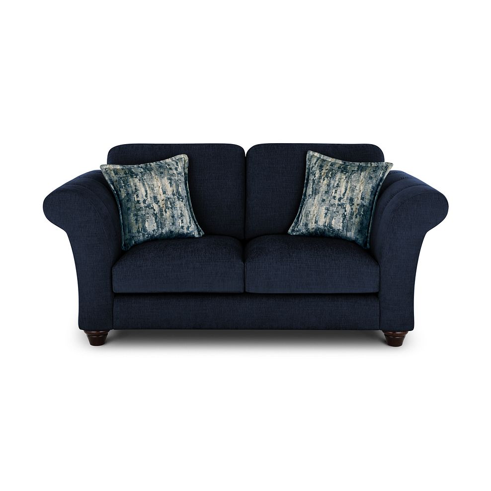 Amelie 2 Seater Sofa in Polar Navy Fabric with Antiqued Feet 2