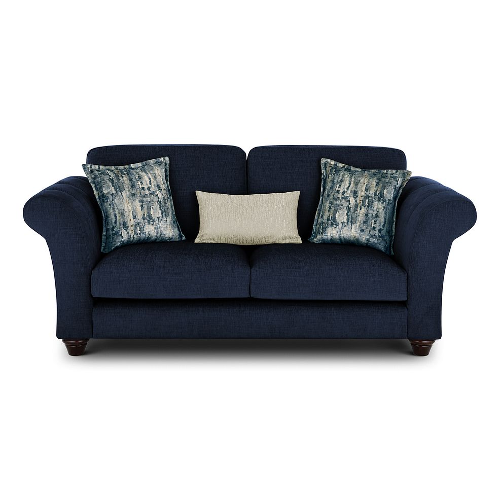 Amelie 3 Seater Sofa in Polar Navy Fabric with Antiqued Feet 2