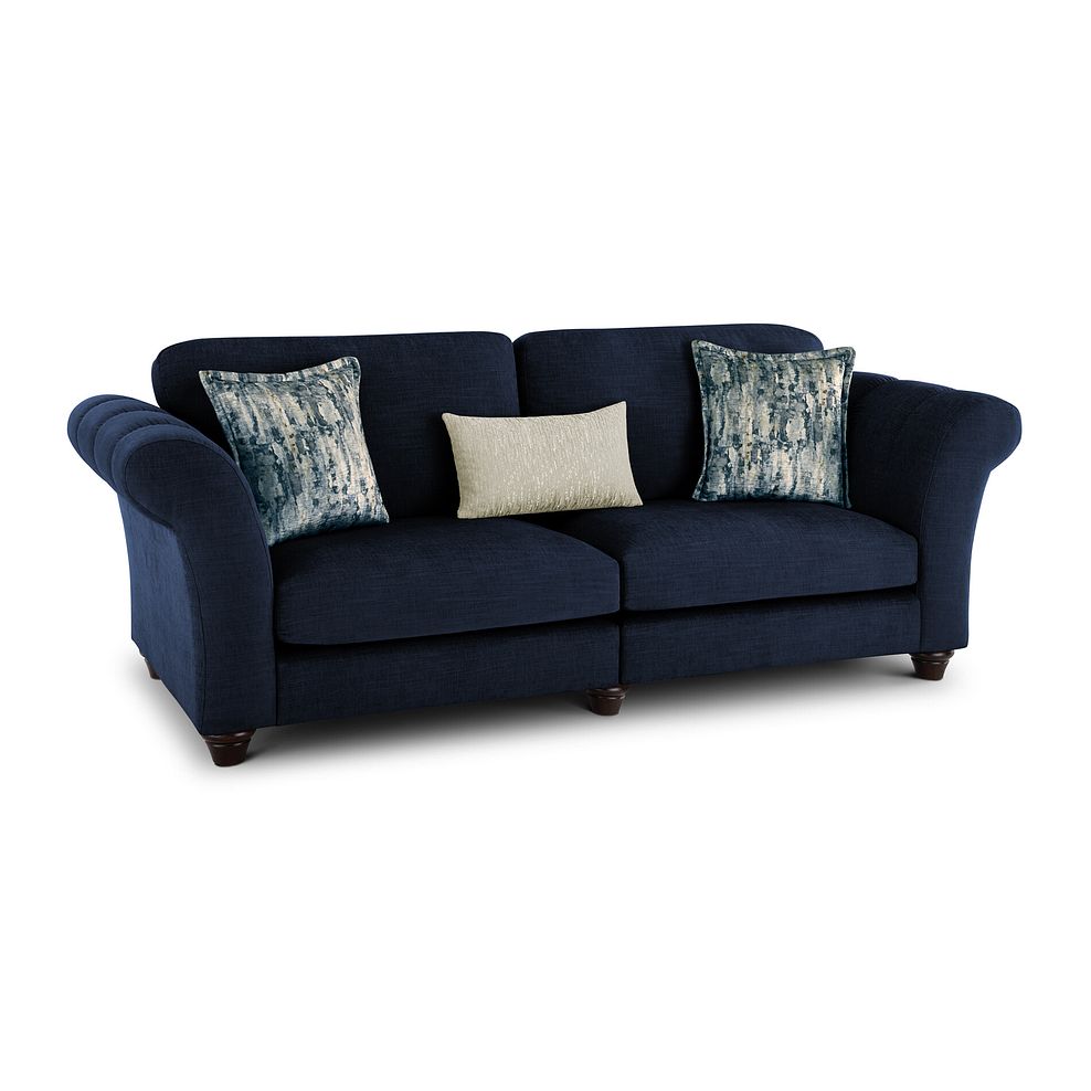 Amelie 4 Seater Sofa in Polar Navy Fabric with Antiqued Feet 1