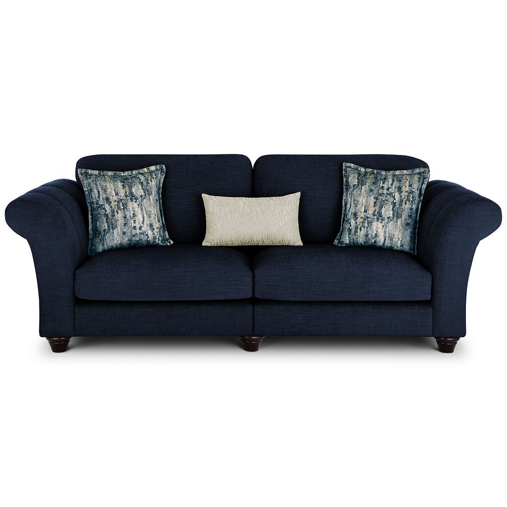 Amelie 4 Seater Sofa in Polar Navy Fabric with Antiqued Feet 2
