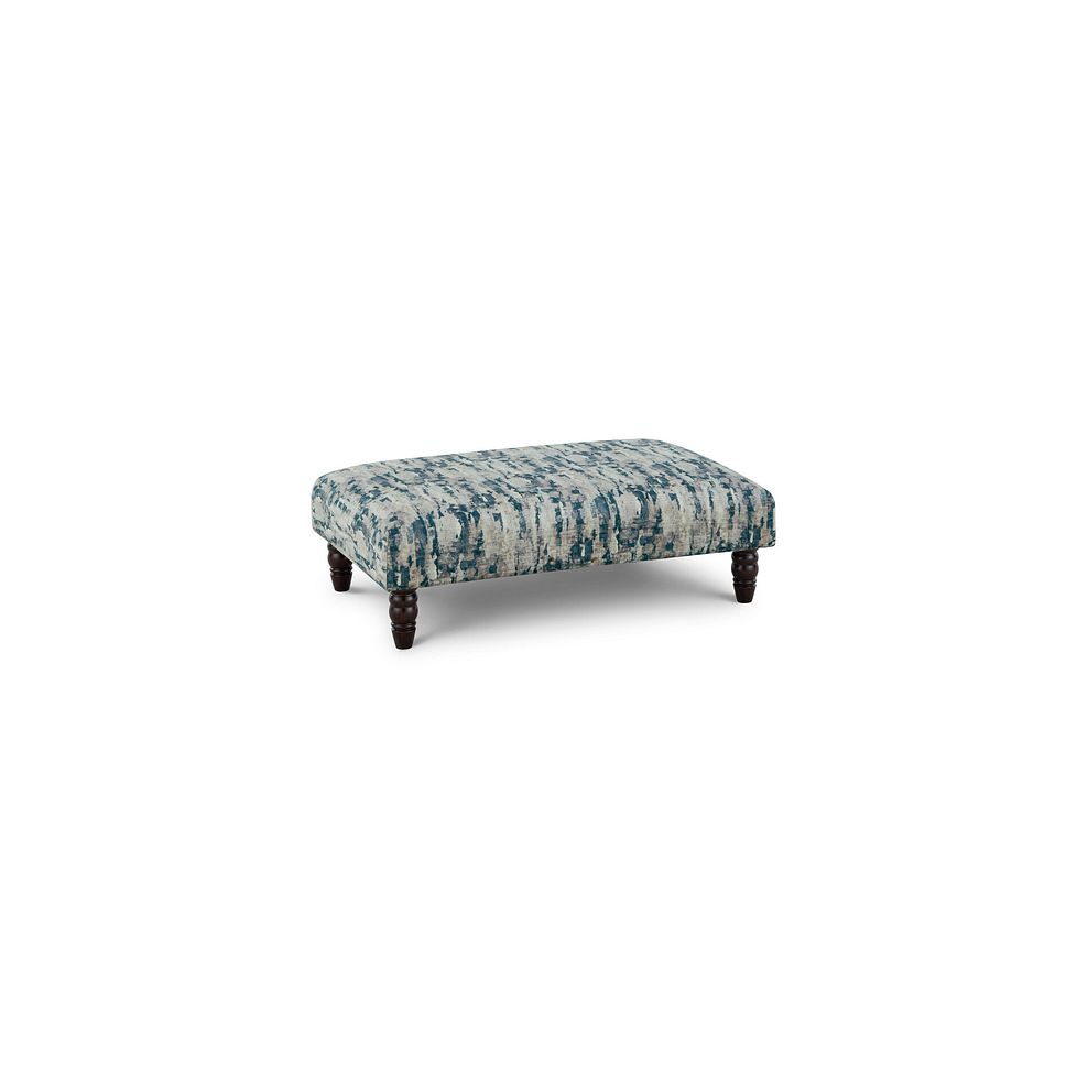 Amelie Footstool in Porter Navy Fabric with Antiqued Feet 1