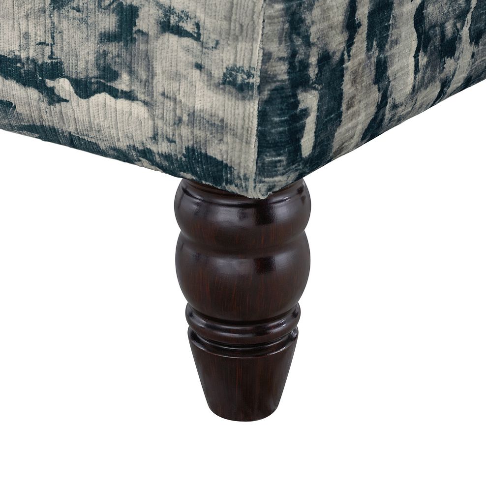 Amelie Footstool in Porter Navy Fabric with Antiqued Feet 4