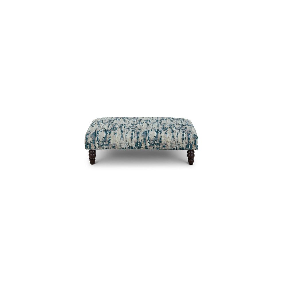 Amelie Footstool in Porter Navy Fabric with Antiqued Feet 2