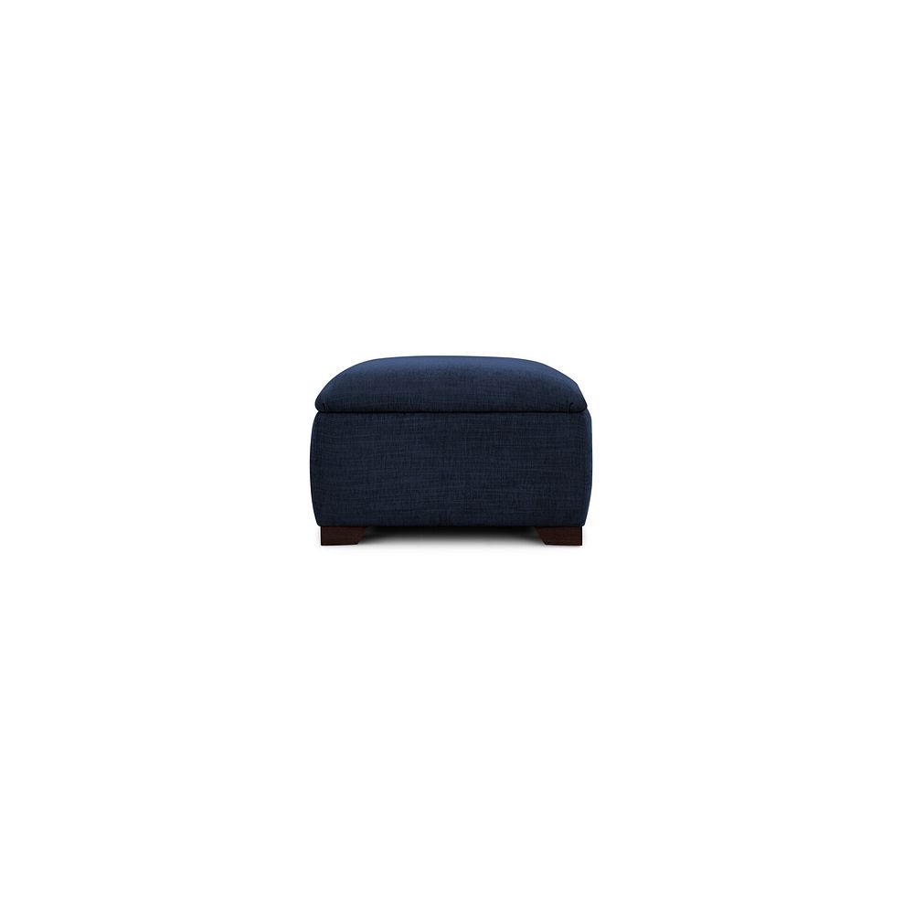 Amelie Storage Footstool in Polar Navy Fabric with Antiqued Feet 3