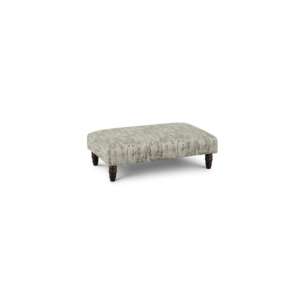 Amelie Footstool in Porter Smoke Fabric with Antiqued Feet 1